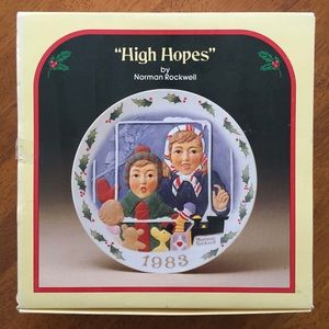 Norman Rockwell Christmas High Hopes Plate 1983 NIB + COA | 3D Collectible Plate
